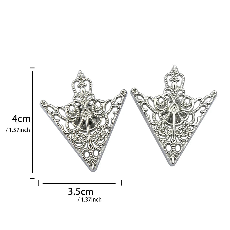 Vintage Triangle Shirt Collar Pin Brooch Women Hollow Out Metal Qme