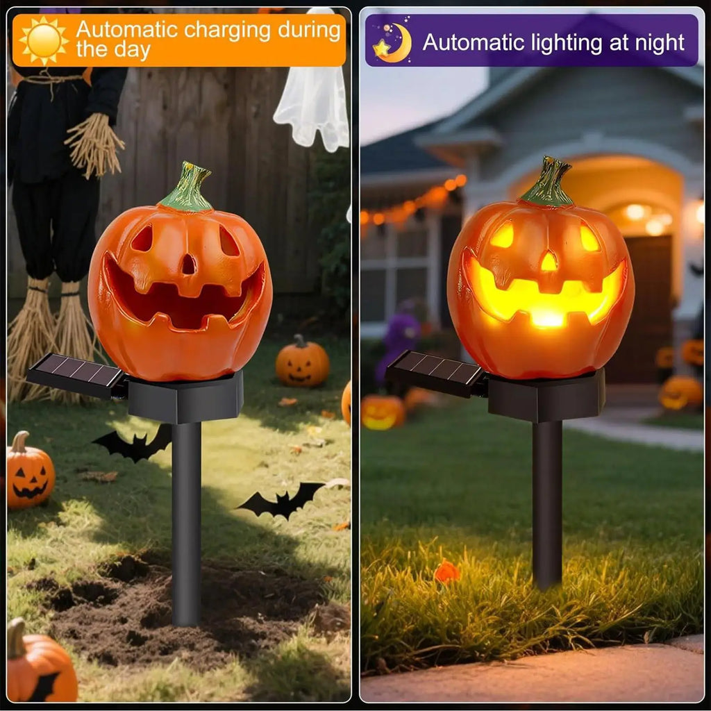 Stake Lights Solar Powered Pumpkin Shape Pathway Halloween Lantern Qme