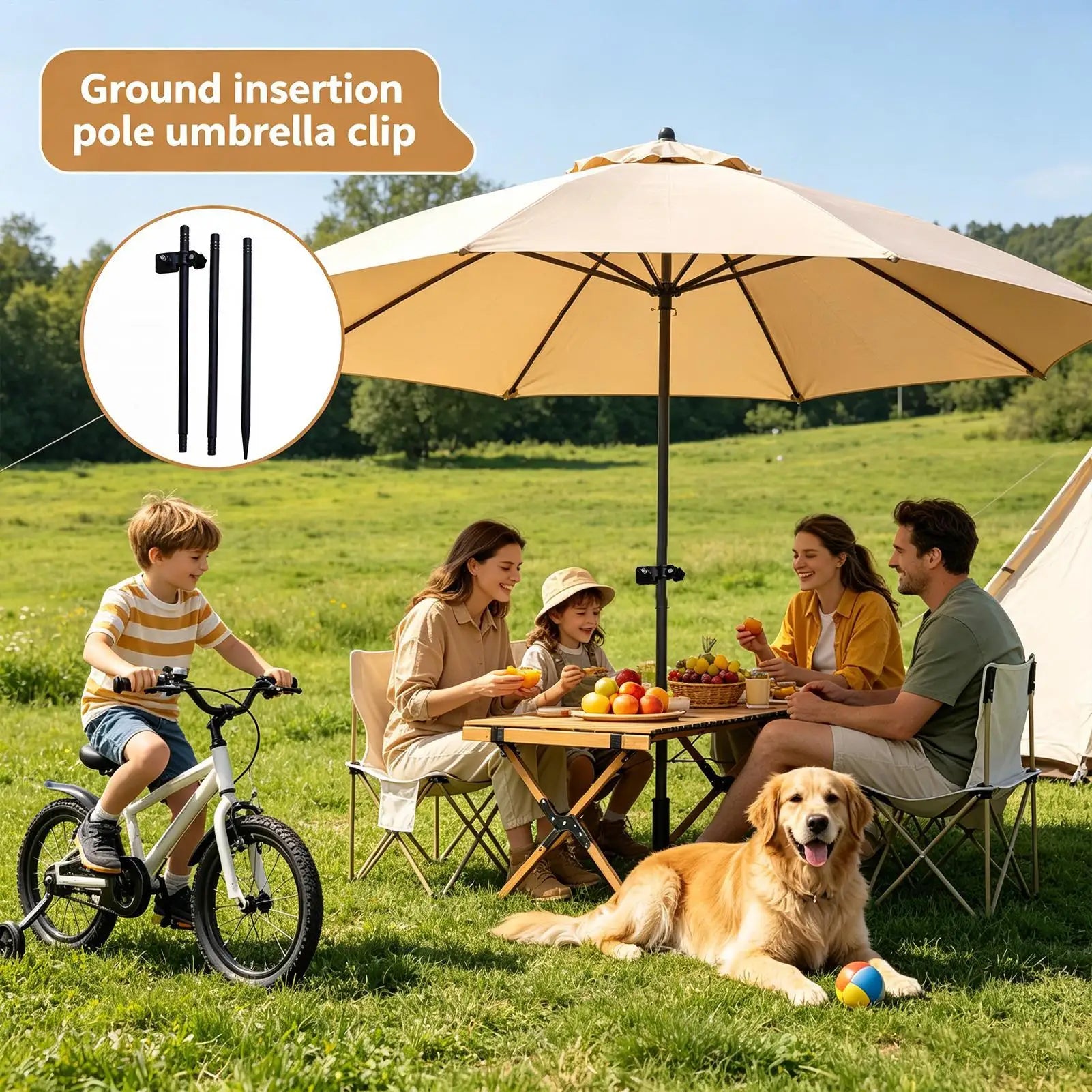 Beach Umbrella Base Metal Heavy Duty Sand Clamp Stand Grass Outdoor Qme