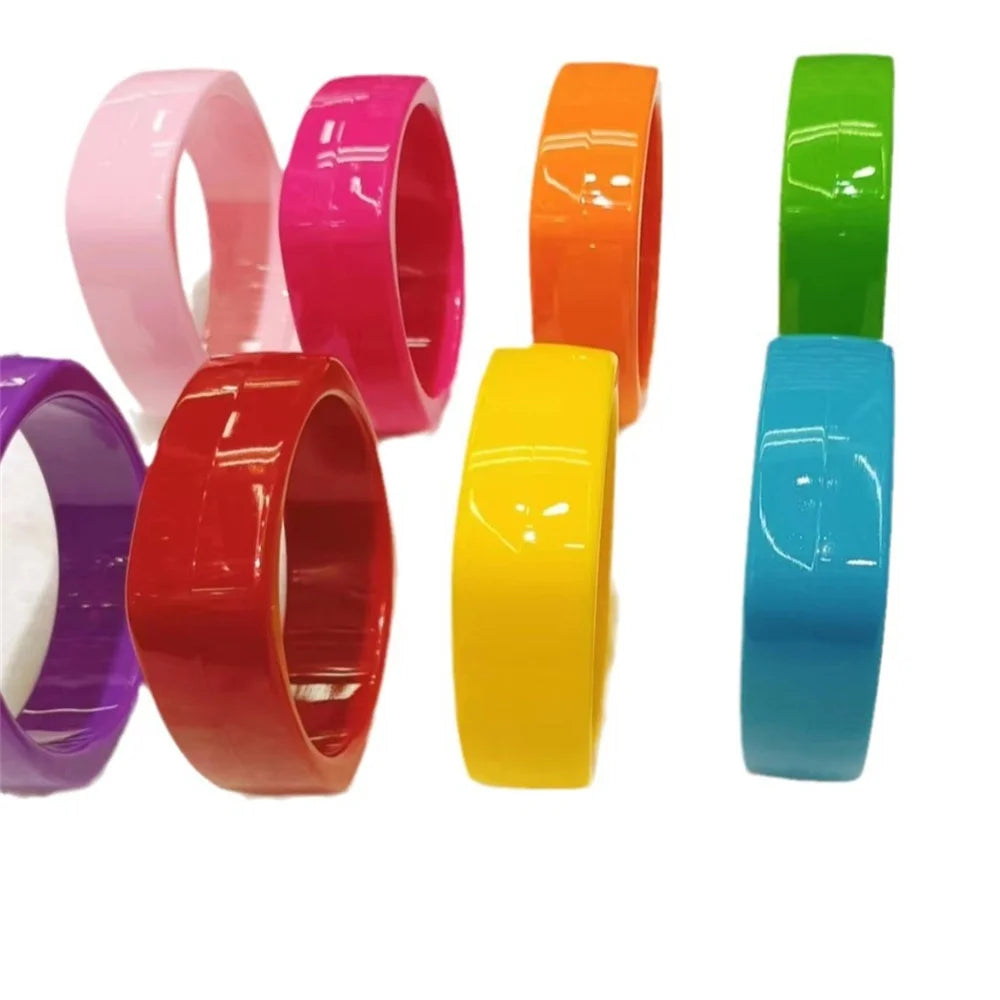 Vintage Acrylic Cuff Fashion Bangles for Women New Trendy multicolour Wide Geometric Resin Simple Bracelets Charm Jewelry Qme