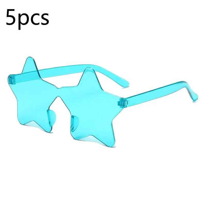Star Shaped Rimless Sunglasses Colorful Transparent Party Glasses Qme A13