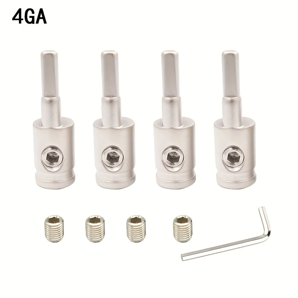 Car Stereo Audio Amp Input Reducer, 0 Gauge to 8 Gauge AWG Pin Power Ground Wire Adapter, 4pcs Set Qme