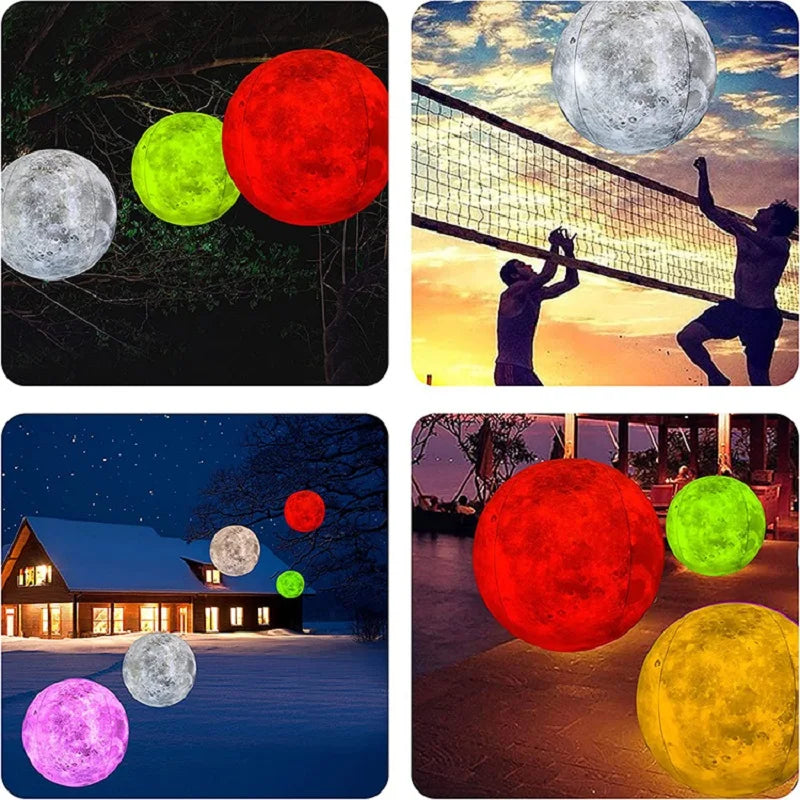 PVC40cm moon filled led16 color remote control light ball outdoor swimming pool layout inflatable floating ball beach ball Qme