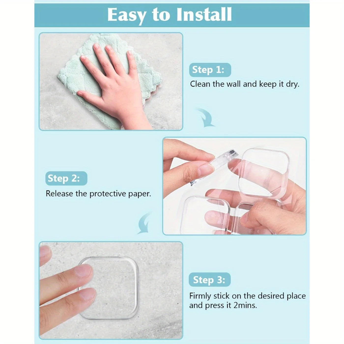 6-Piece Self-Adhesive Door Block Wall Protector - Soft Transparent Rubber Buffer Shield for Home and Office, Shock Absorption Qme