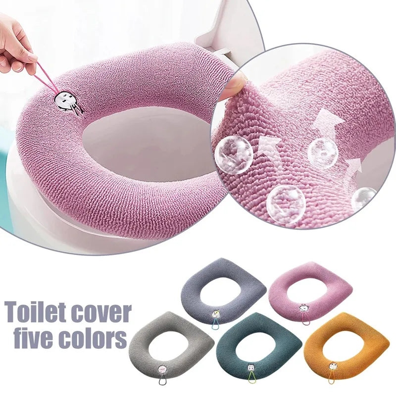Thicken Warme WC Toilet Seat Cover Soft Mat Washable Closestool Mat Seat Case Toilet Lid Pad Bidet Cover Bathroom Accessories Qme