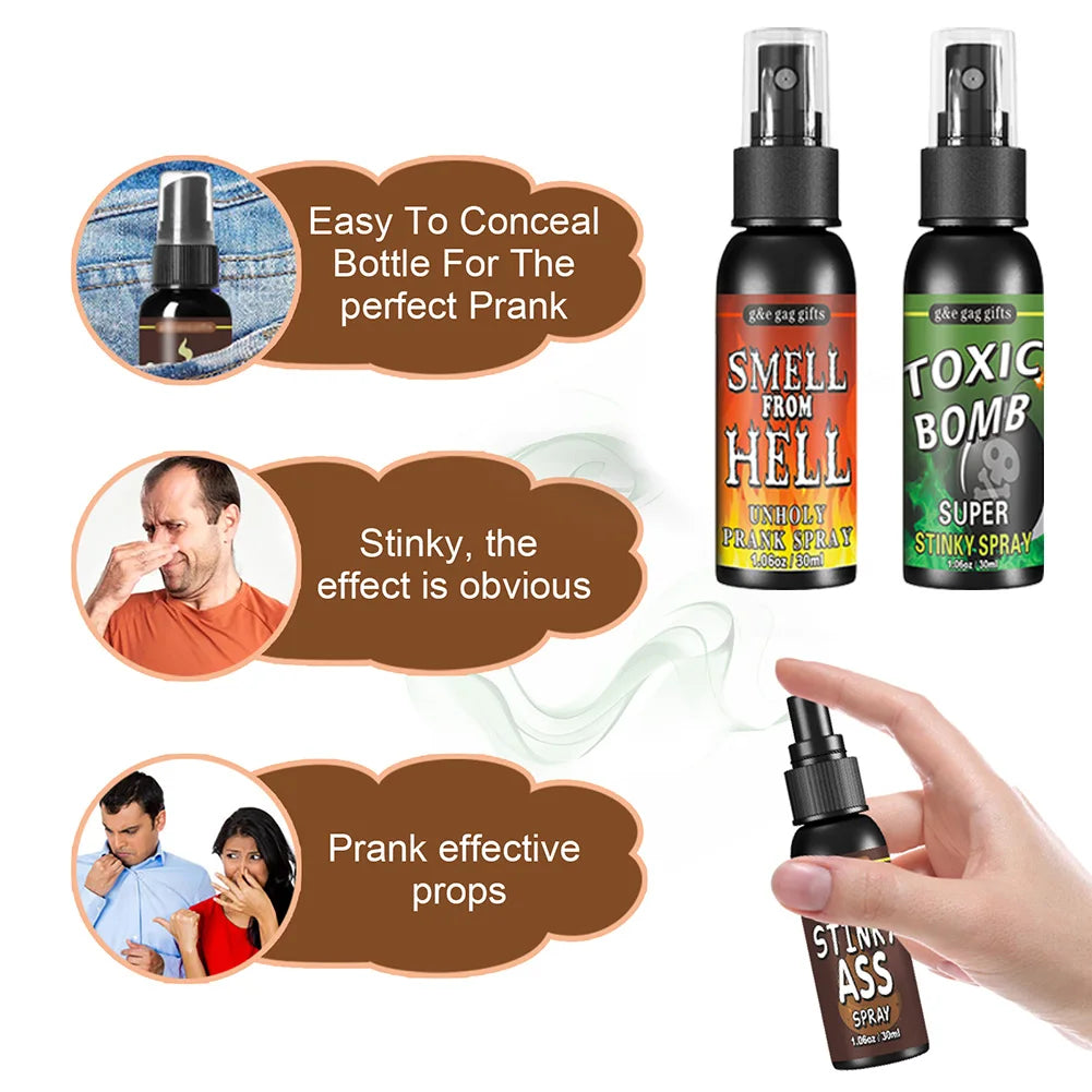 30ml Fart Gag Spray Prank Joke Plastic Spoof Odor Spray Party Supplies Terrible Stinky Fart Spray Non Toxic Halloween Funny Prop Qme