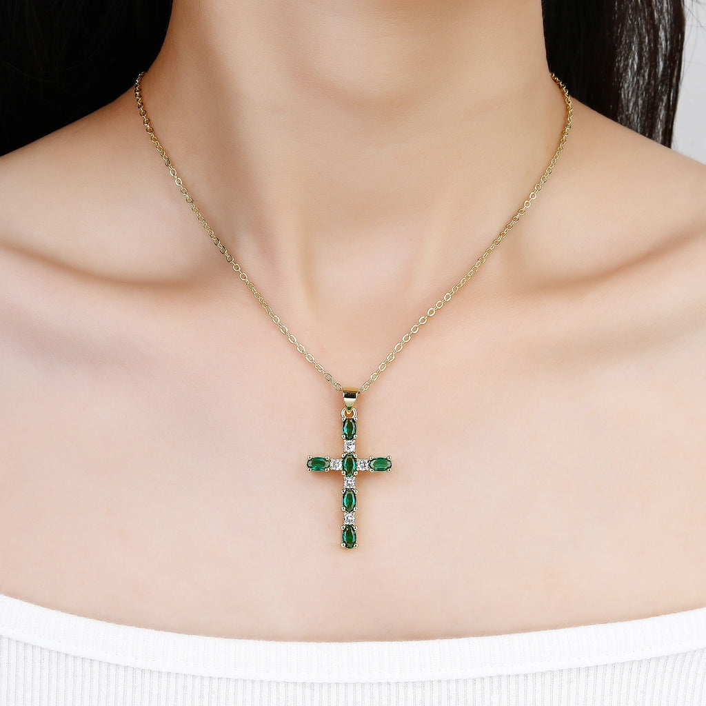New Arrival Full-Zircon Crystal Cross Pendant Necklace Luxury for Men Women Daily Wear Party Religious Jewelry Christian Gift Qme