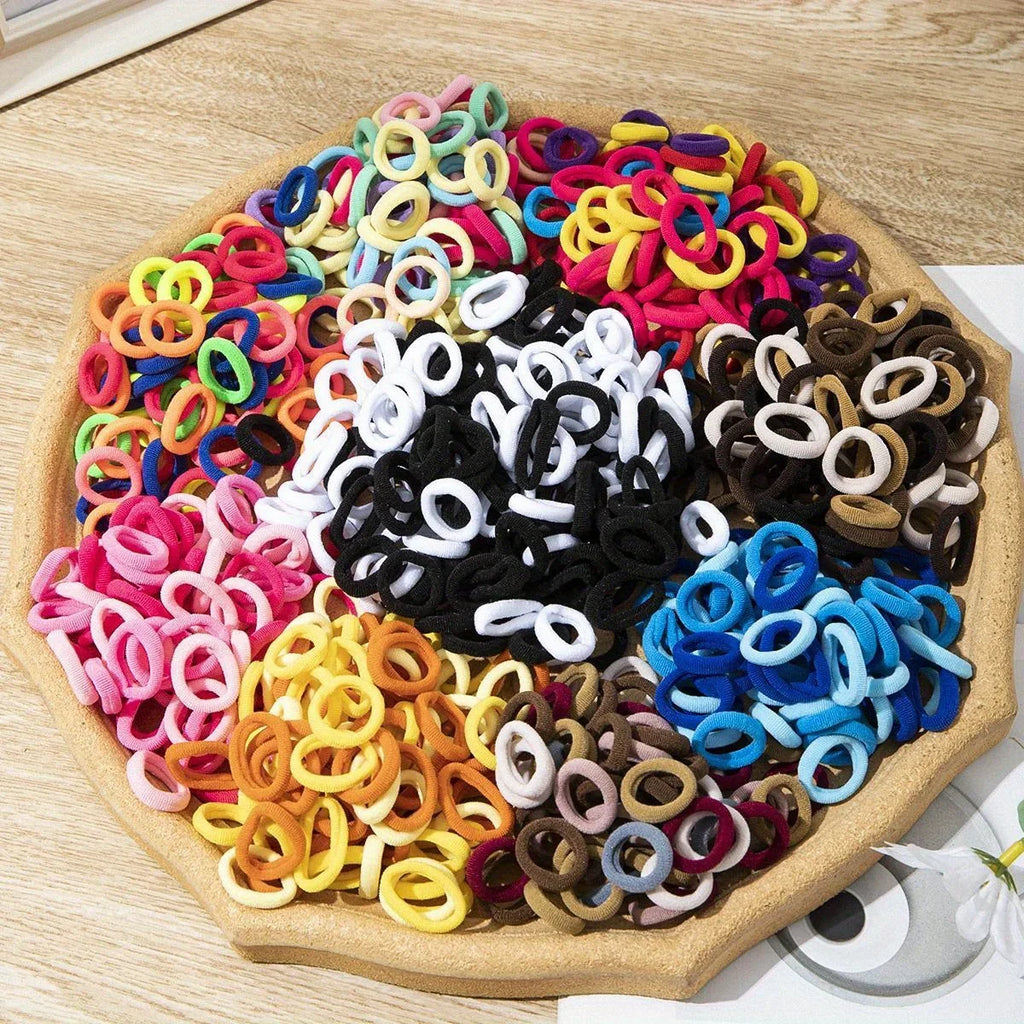 100pcs Colorful Nylon Elastic Hair Bands | Mixed Colors, Polyester Hair Ties for Ponytails, Small Hair Accessories, Qme