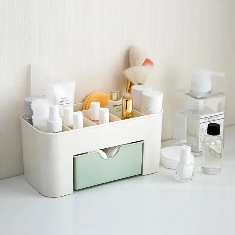 Nordic style desktop drawer-style cosmetic storage box -multi-layer makeup brush and jewelry storage box, with a transparent lid Qme