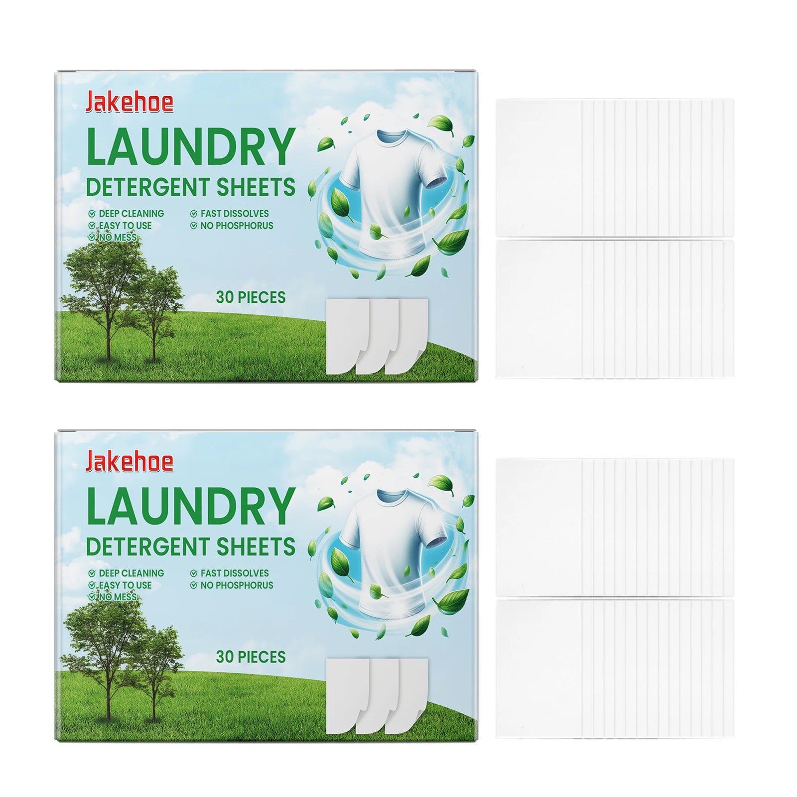 Laundry Detergent Sheets Quickly Dissolve Easily Remove Oil Stains and Dirt Deodorizing Mild Ingredients Clothing Cleaning Sheet Qme 60pcs Boxed
