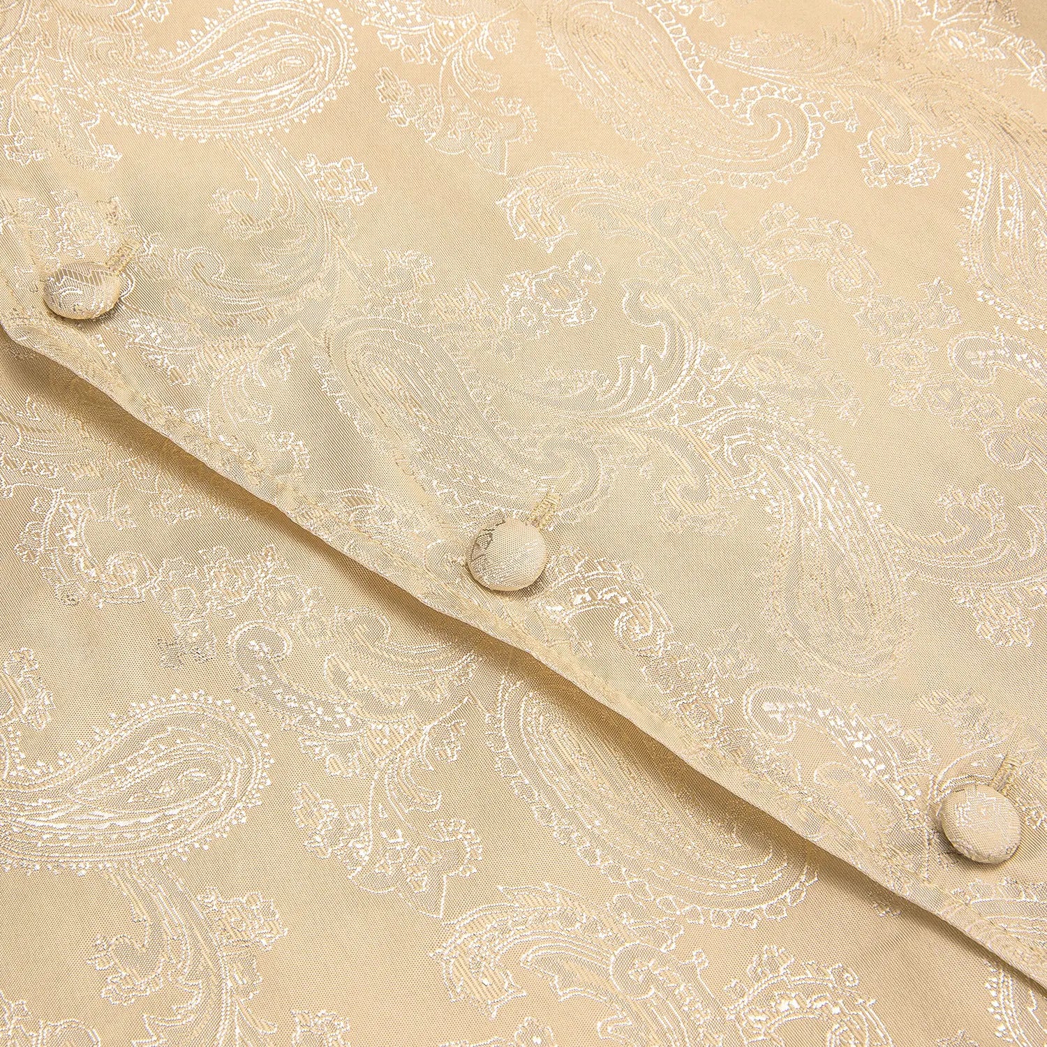 Hi-Tie Silk Mens Suit Vests 4PC Woven Paisley Champagne Waistcoat Tie Pocket Square Cufflink Business Wedding Dress Waist Jacket Qme
