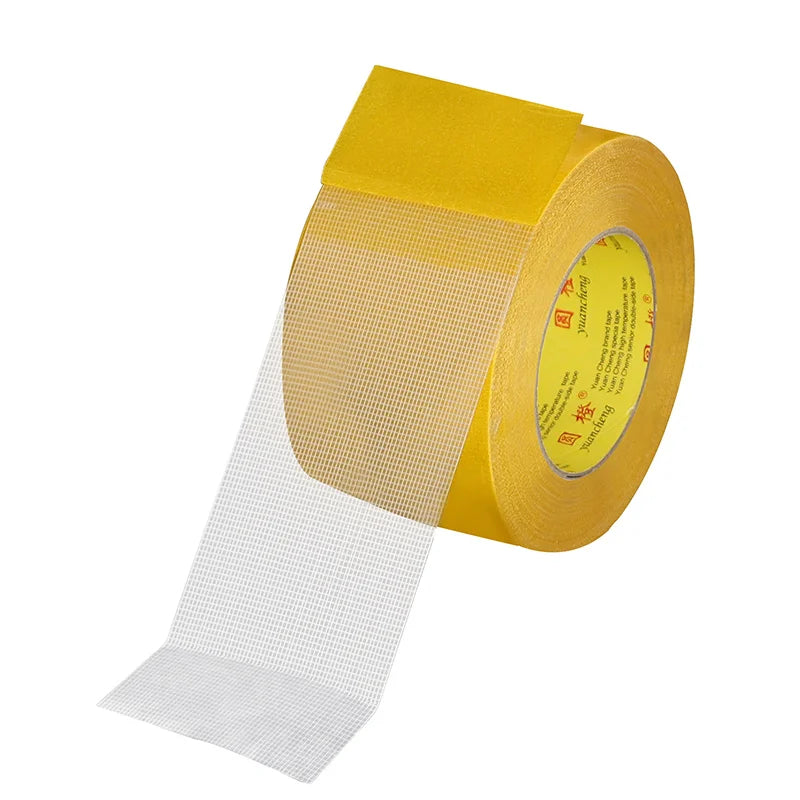 10M Double Sided Tape High Viscosity Grid Fiber Transparent Double Sided Tape Sticky Waterproof Adhesive Fiber Mesh Tapes Qme 1rolls 5m 60mm