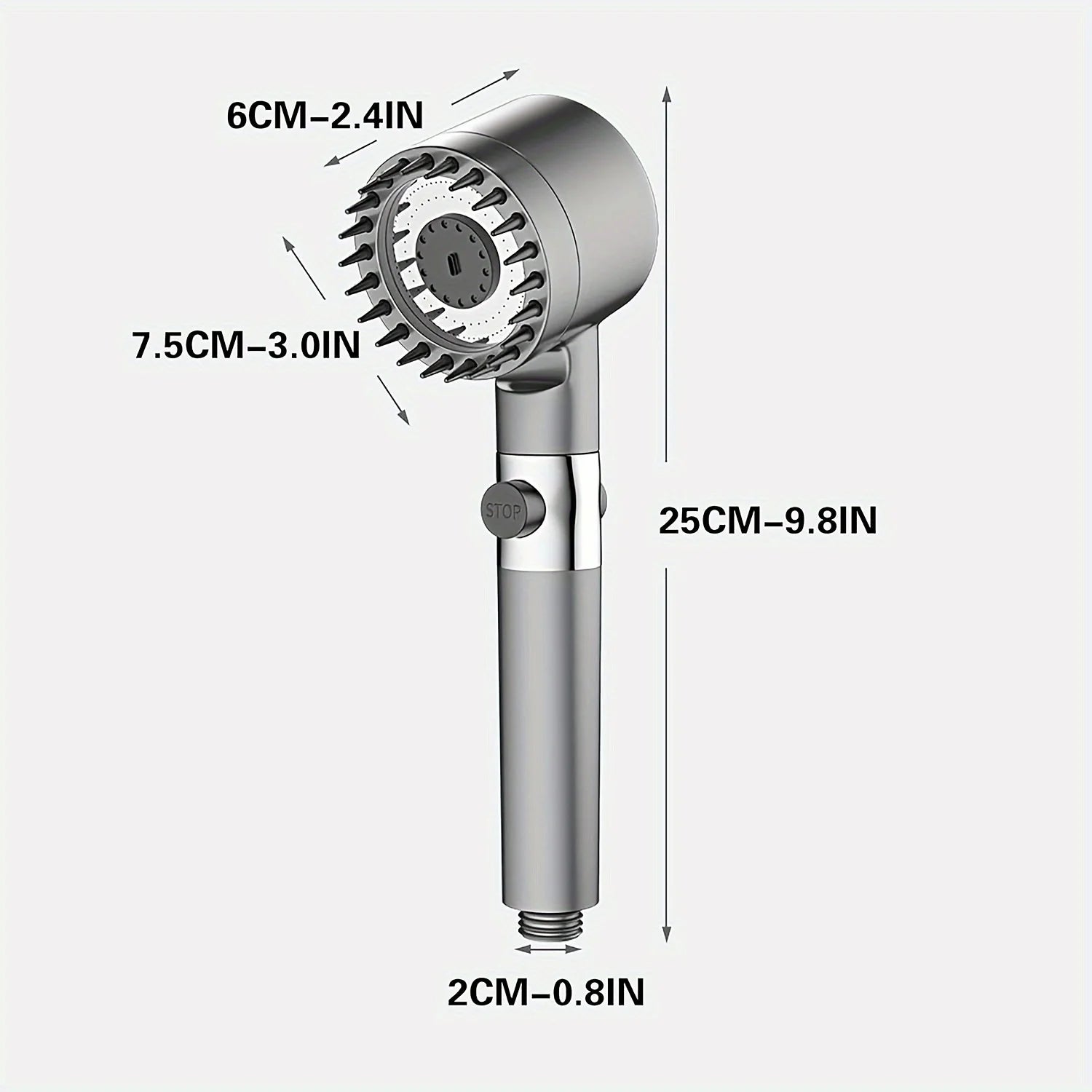 High Pressure Handheld Shower Head 3 Modes Adjustable One Click Water Stop Universal Interface Detachable Shower Sprayer Qme