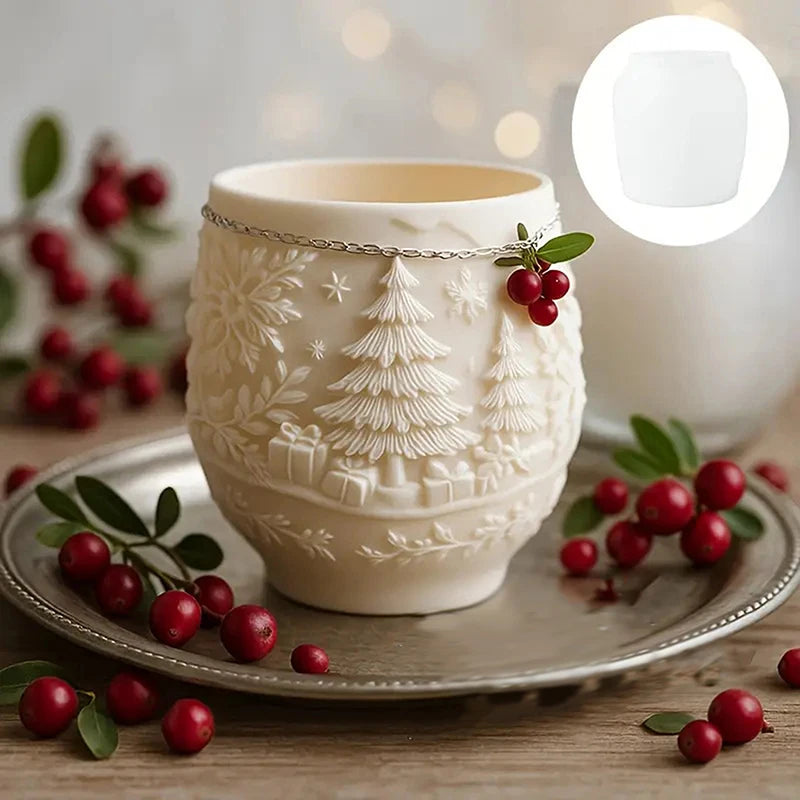 Christmas Silicone Mold, Suitable For Making Flower Pots, Candles, Storage Boxes - Non-sticky Soft Reusable DIY Mold Qme