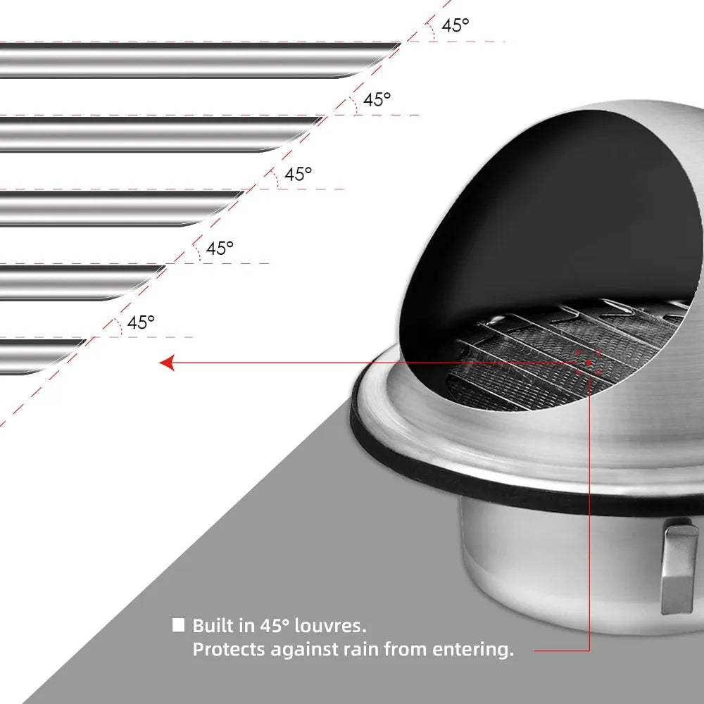 Stainless Steel Vent Ducting Ventilation Exhaust Grille Cover 100/150mm Round Waterproof Heating Cooling Air Ceiling Vents Cap ﻿ Qme