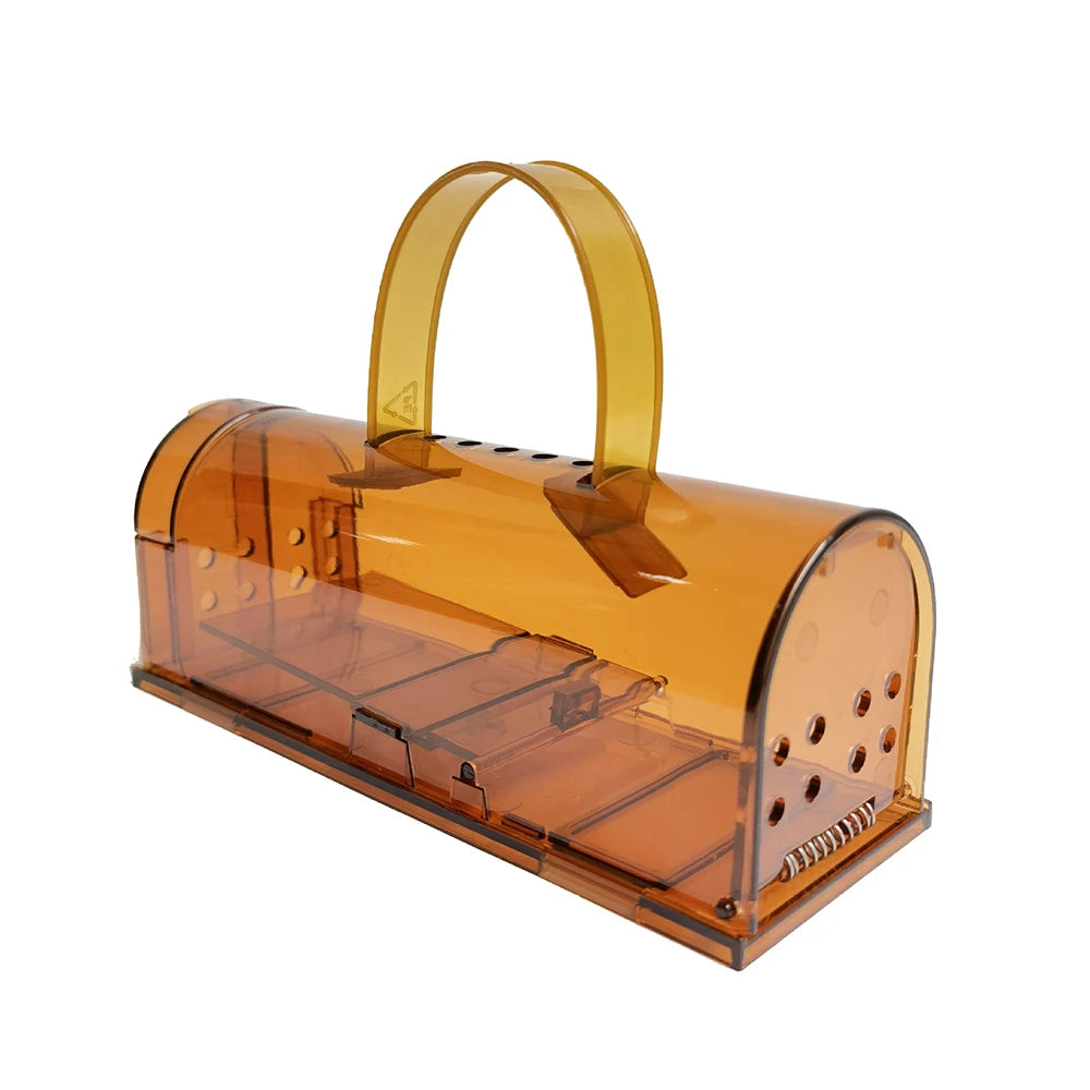 Home Garden Plastic Mousetrap, Mouse Cage, Reusable Mouse Rodent Catcher, Pet Control Cage Qme Brown
