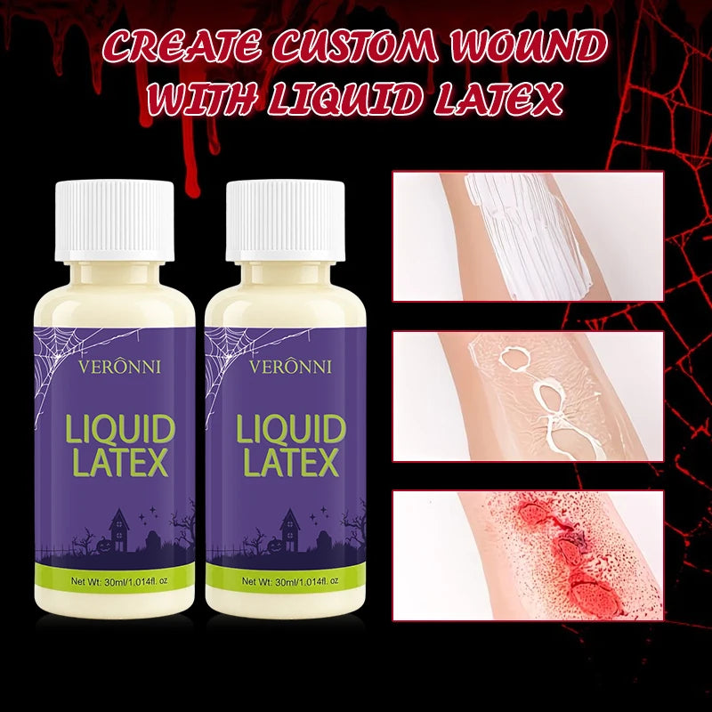 Liquid Latex SFX Makeup Adhesive Special Effects Fake Skin Zombie Qme