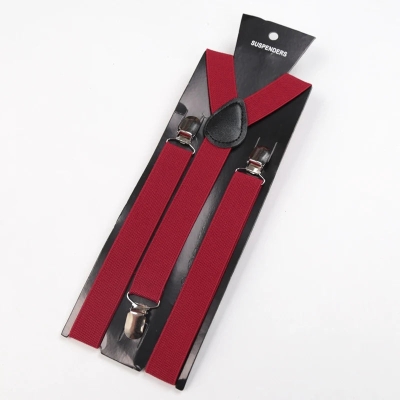 30 Colors Vintage Suspenders Men Women Adult Y Back Adjustable Straps Qme Burgundy