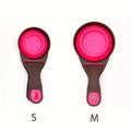 Pet food bag foldable dog food spoon clip, 3-in-1 multifunctional silicone food measuring cup spoon food storage clip Qme Pink M