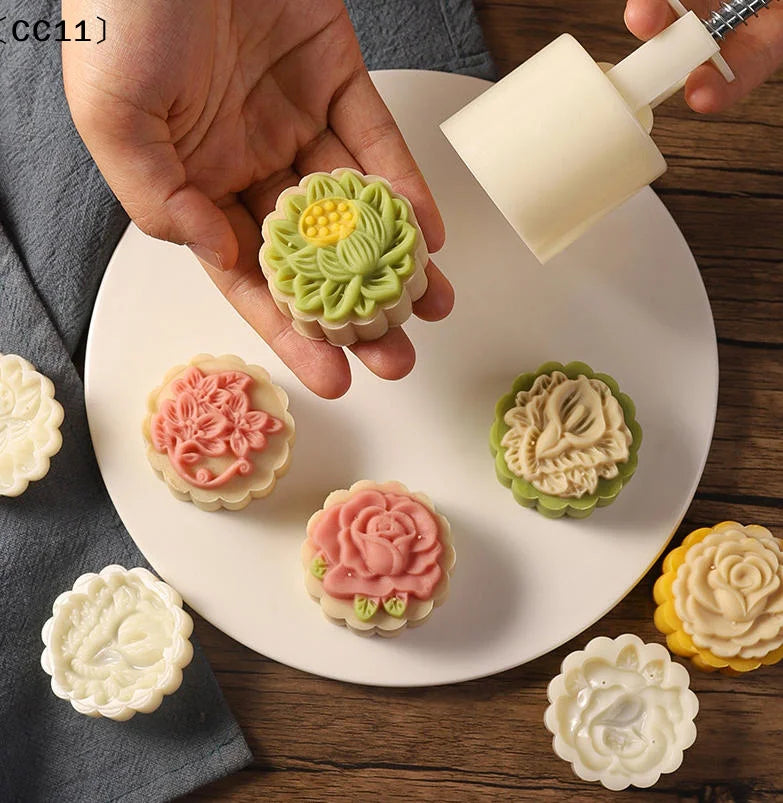 Mooncake Mold Plastic Hand Press Pastry Mung Bean Cake Model Qme