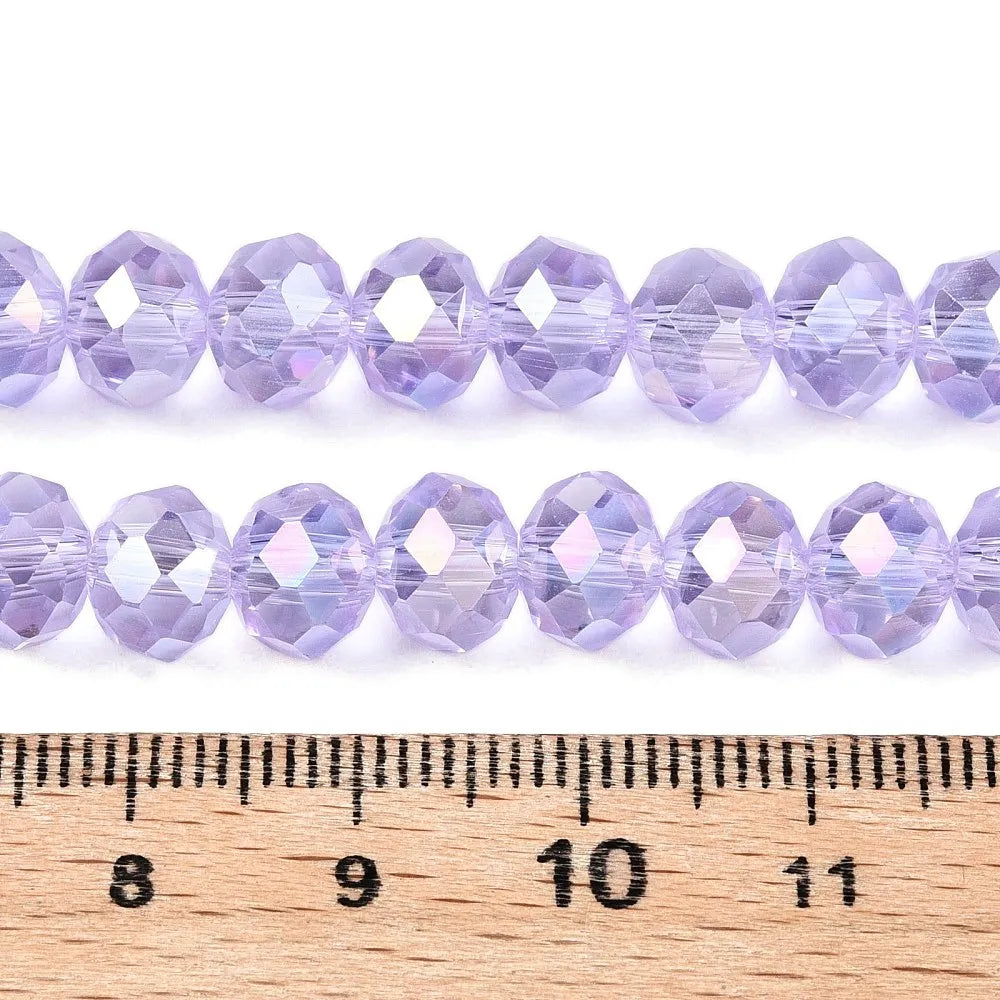 PandaHall 20strands glass Multicolor Beads AB Plated Faceted 8x6mm for DIY Jewelry Making Qme