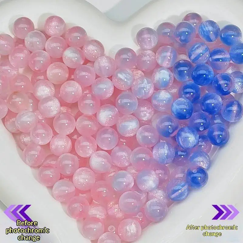 10mm UV Reactive Cat Eye Resin Round Beads 10Pcs Color Shift Spacer Beads DIY Handmade Jewelry Making Accessories Charms Qme A19