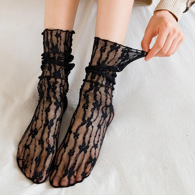 Women Sexy Lace Flower Fashion Ultra-thin Transparent Summer Japan Qme