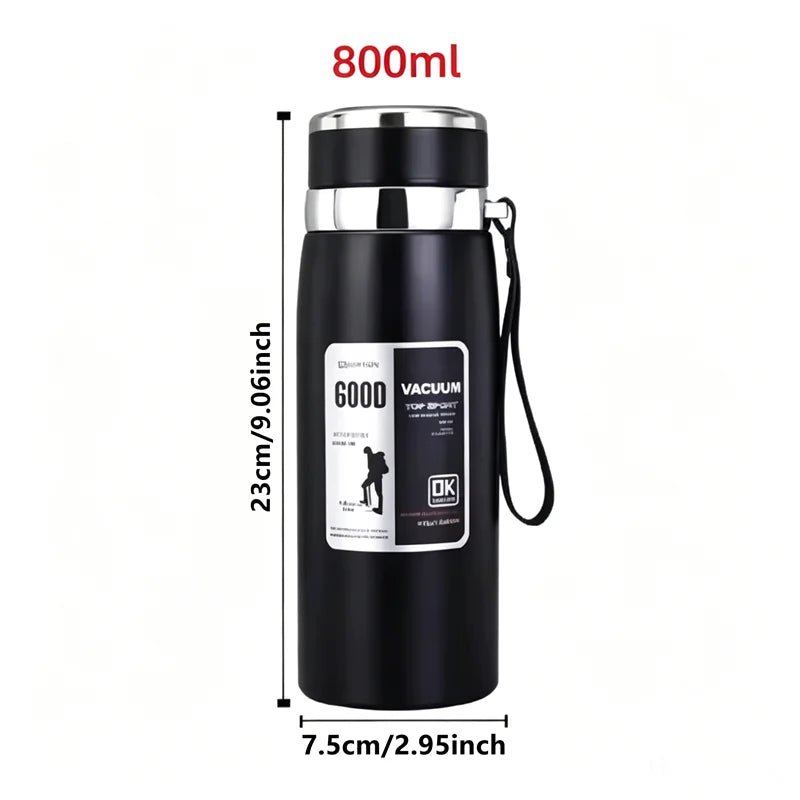 316 Stainless Steel Vacuum Insulated Water Bottle Leakproof Travel Thermos With Lanyard Keep Hot Cold All Day For Outdoor Sports Qme