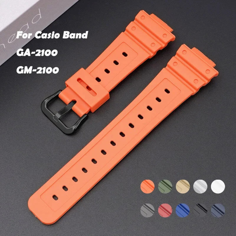 TPU Sport Bracelet For Casioak DW-5600 DW5000 GA2100 Watch Band Stainless Steel Buckle Siliconer Strap16mm Replacement Wristba Qme