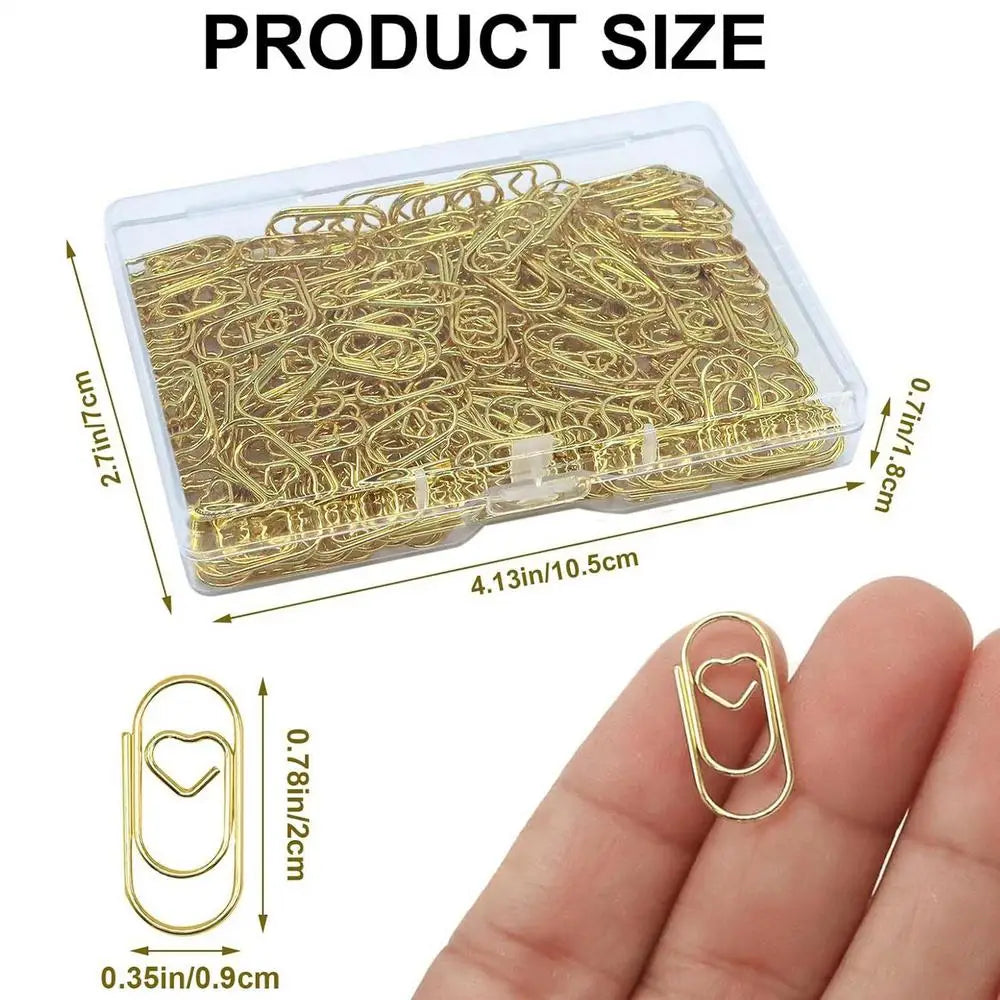Decorative Paper Clips 100 Pieces Mini Gold Heart Planner Binder Holder Wedding Paper Clips for Home Workplace School Wedding Qme 100pcs