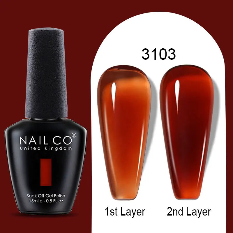 NAILCO Rubber Base Gel Polish Milky Pink Jelly White Beige 6Colors