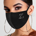 Rhinestone Letter Ice Silk Cotton Mask Adult Black Resuable Washable Soft and Comfortable Mask Outdoor Cycling Mask Qme Z
