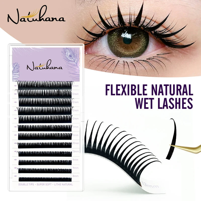 NATUHANA Wet Eyelash Extension Easy Grafting Lashes Manga Wispy Qme
