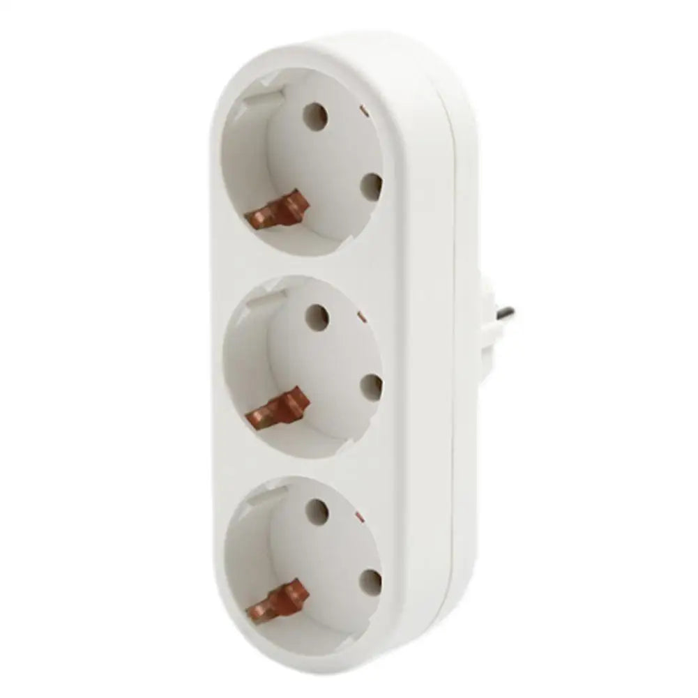 3 Grids Universal EU German Standard Conversion Plug One To Three Conversion Socket Travel Conversion Power Plug Socket Qme A white