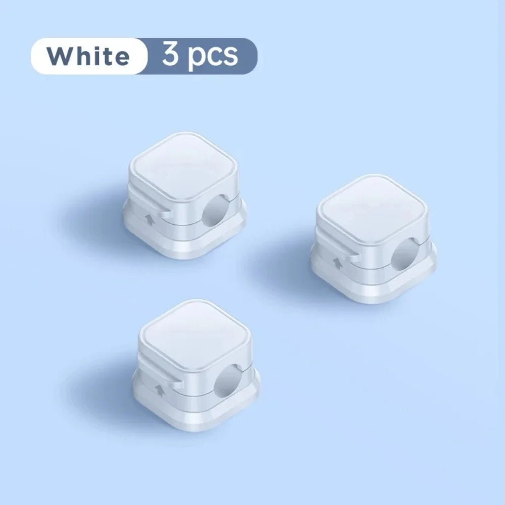 1-6Pcs Magnetic Cable Clip Charging Data Cable Holder Under Desk Cable Management Cable Organizer Holder Adhesive Wire Keeper Qme White 3pcs