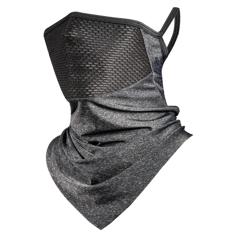 Summer Ice Silk Sunscreen Headgear Outdoor Riding Breathable Mask Qme black