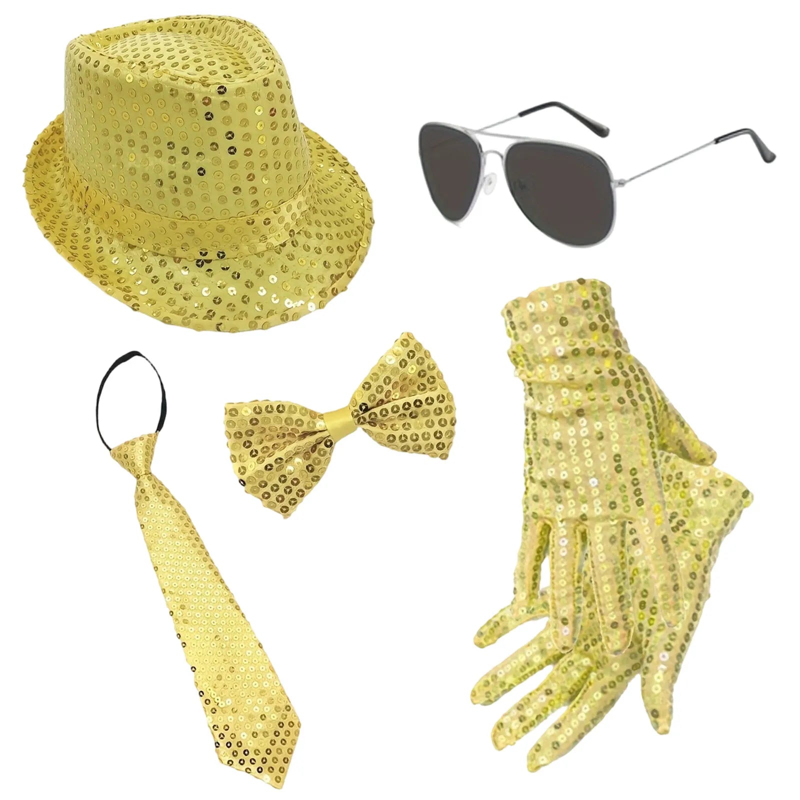 Adult Fashionable Sequins Neckties Light Up Neck Ties and Hat Flashing Jazz Fedora Hat Set Party Rave Navidad Performance Set Qme
