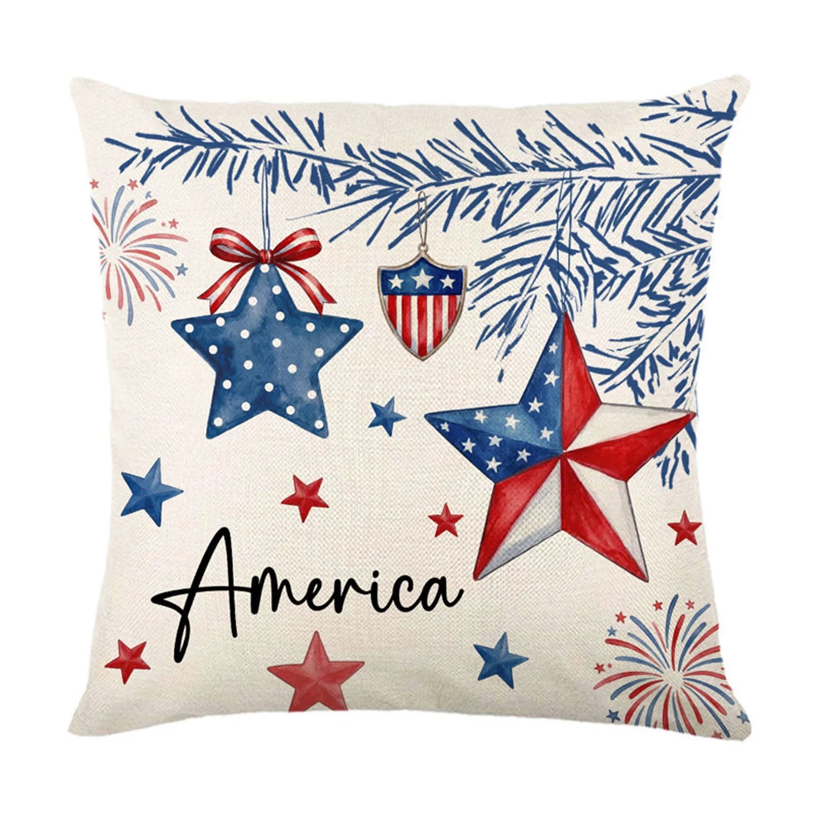 American 250th Anniversary Independence Day Theme Star Striped Pillow Case Sofa Cushion Holiday Party Decorative Cover Qme D One Size