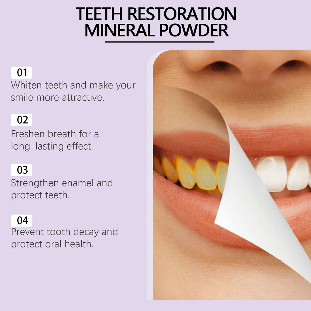 Teeth Whitening Powder Dental Stain Calculus Removal Prevent Caries Oral Hygiene Cleaning Fresh Breath Purple Bleach Toothpaste Qme