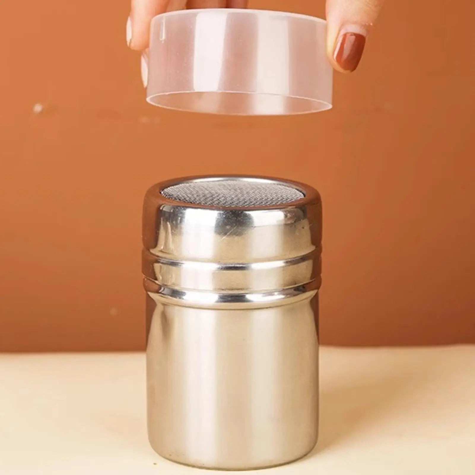 Powder Shaker Duster Stainless Steel Flour Sifter and Shaker Bottle Sleek and Stylish Powder Shaker for Salt Sugar Cocoa Flour Qme