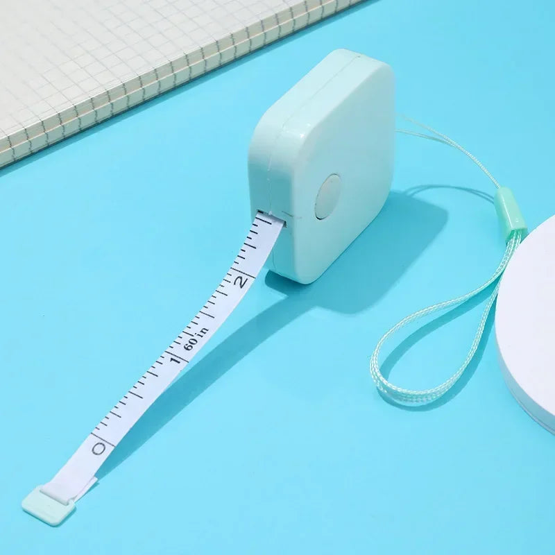 1.5m Mini Tape Measures Metric Imperial Macaron Ruler Children Height Ruler with Keychain Gift Tape Measure Compact Carry Around Qme green