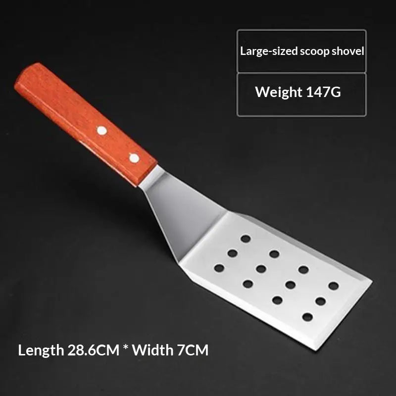 Stainless Steel Spatula Grill Scraper Non Stick Durable Barbecue Qme A3