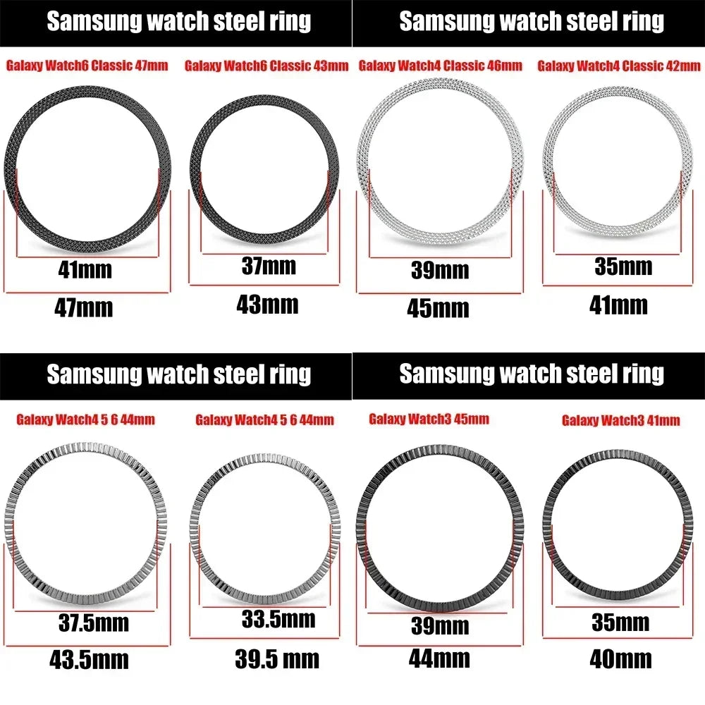 Metal Bezel for Samsung Galaxy Watch7 6 5 4 Classic 43mm 47mm 42mm 46mm 40mm 44mm Cover Ring Bumper Adhesive Case Watch3 41/45mm Qme