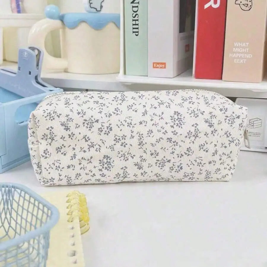 Pink Purple Pencil Case Ins Stationery Bag Multi-functional Cosmetic Qme blue
