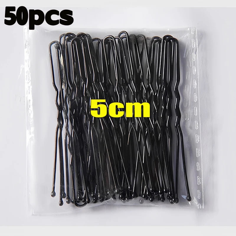 5/6/7cm Black Hair Clips U-Shaped Bobby Pin Invisible Wavy Hairpin Hairstyle Styling Metal Hair Grip Barrette Hair Accessories Qme 5cm