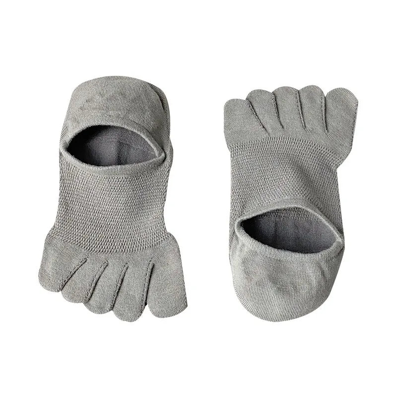 2025 Man Slipper Toe Socks Mesh Hollow No Show Ankle Short Socks Sports Sweat-Absorbing Cotton Breathable Five Finger Boat Socks Qme Gray