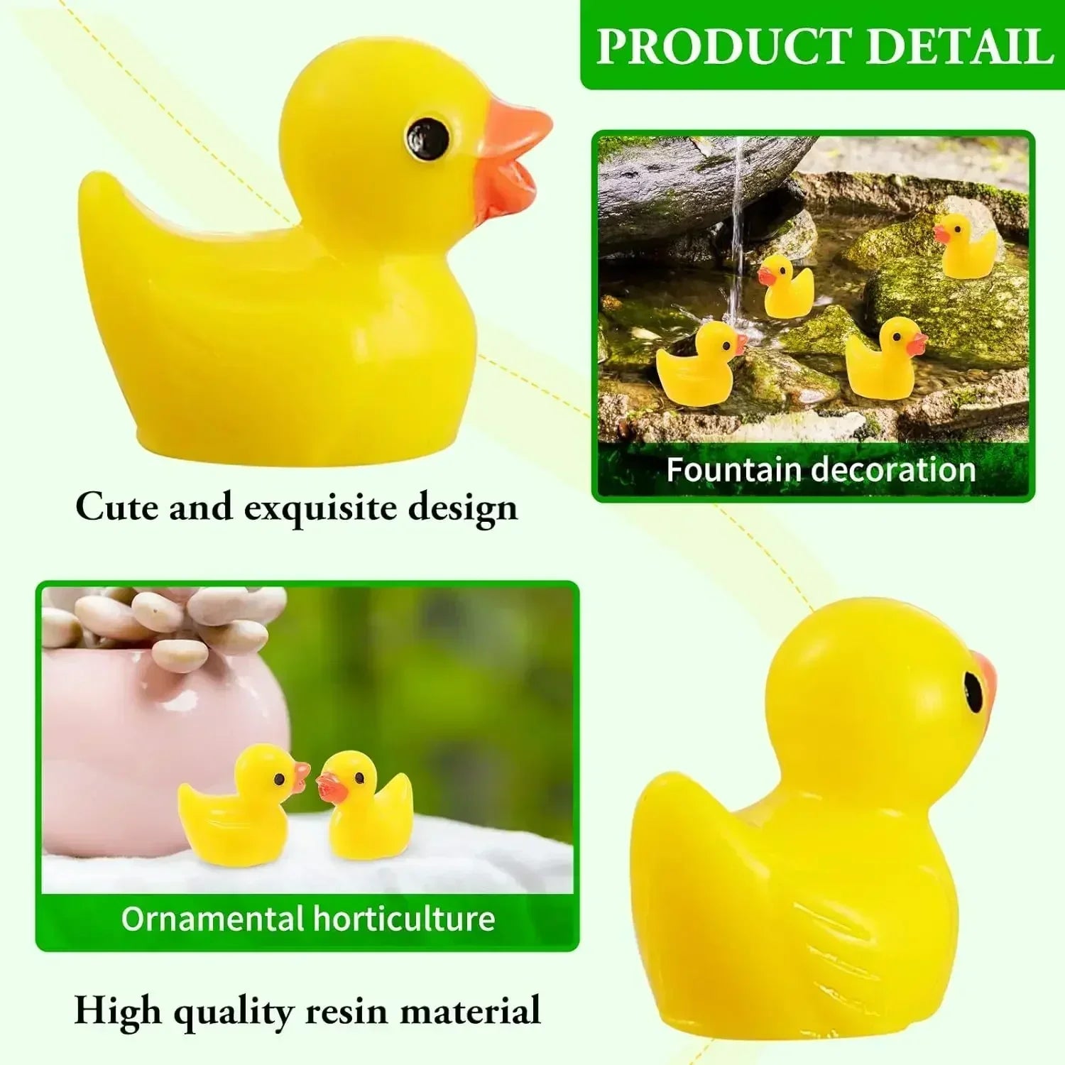 100/50/20Pcs/set Mini Resin Ducks Tiny Duck Miniature Figures Bulk Little Duck Charms for Party, DIY Micro Landscape Decorations Qme