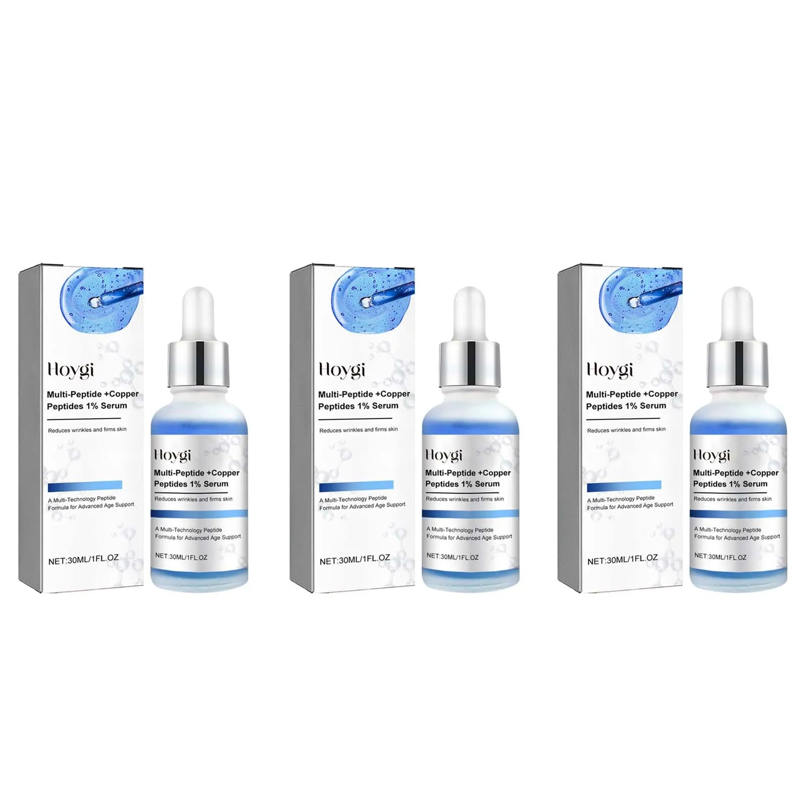 Blue Copper Peptide Serum Firming Fade Fine Lines Shrink Pores Skin Care Rejuvenation Smooth Brightening Spot Moisturizing Serum Qme 3 x 30ML Boxed