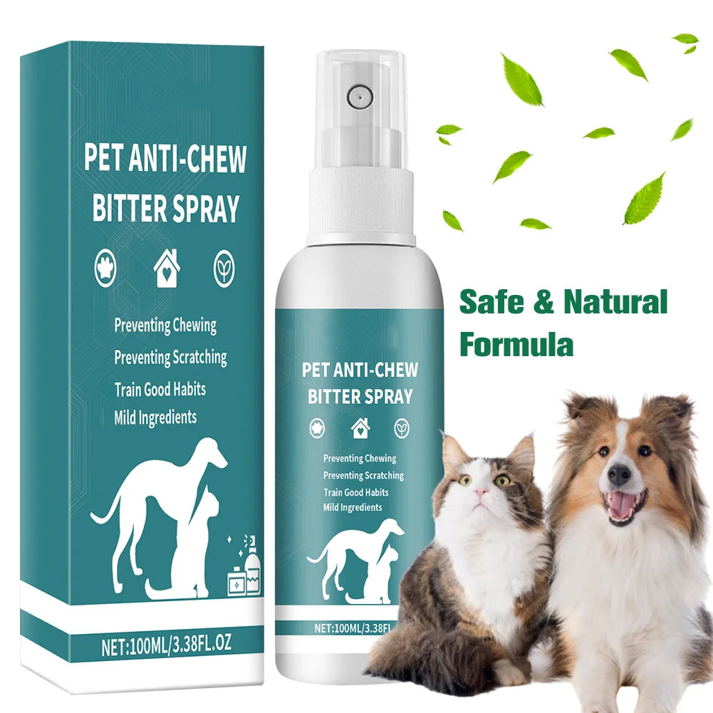 100ml No Chew Spray for Dogs Safe No Alcohol Natural Bitter Spray Deterrent Spray Pet Anti Chew Spray for Dogs To Stop Chewing Qme
