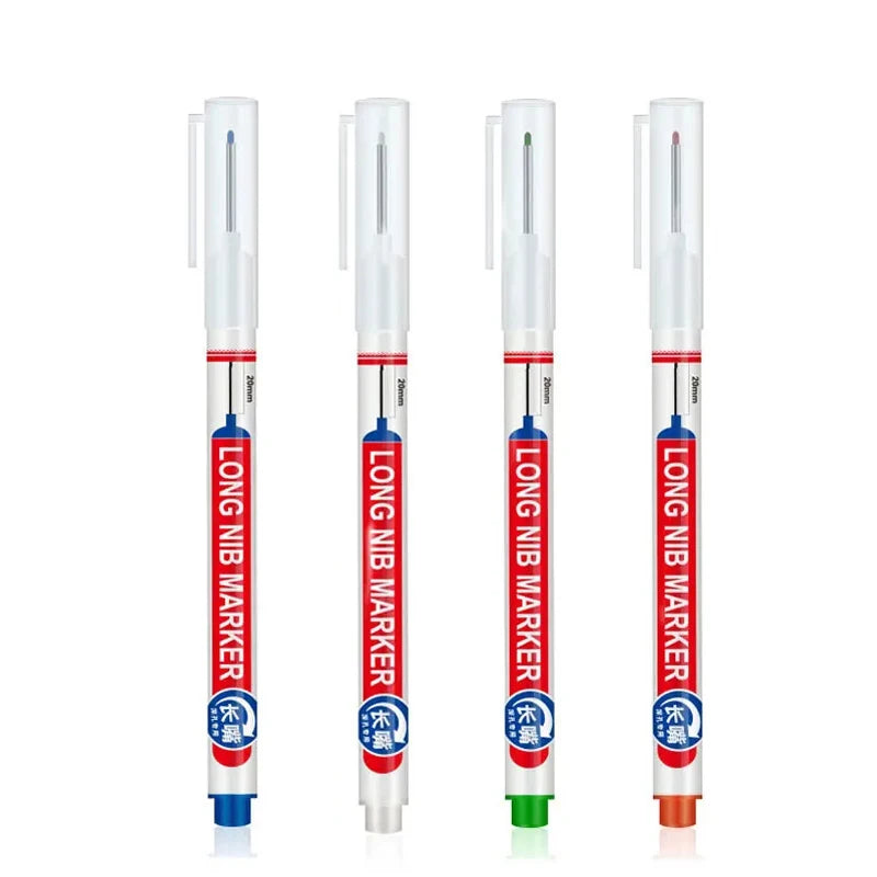 4Pcs/Set 20mm Deep Hole Long Nib Head Markers For Metal Perforating Pen Waterproof Bathroom Woodworking Decoration Multi-Purpose Qme 4Pcs mix color B